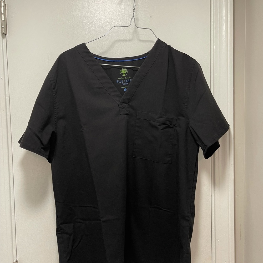 Healing Hands Blue Label For Him Black Scrub Top